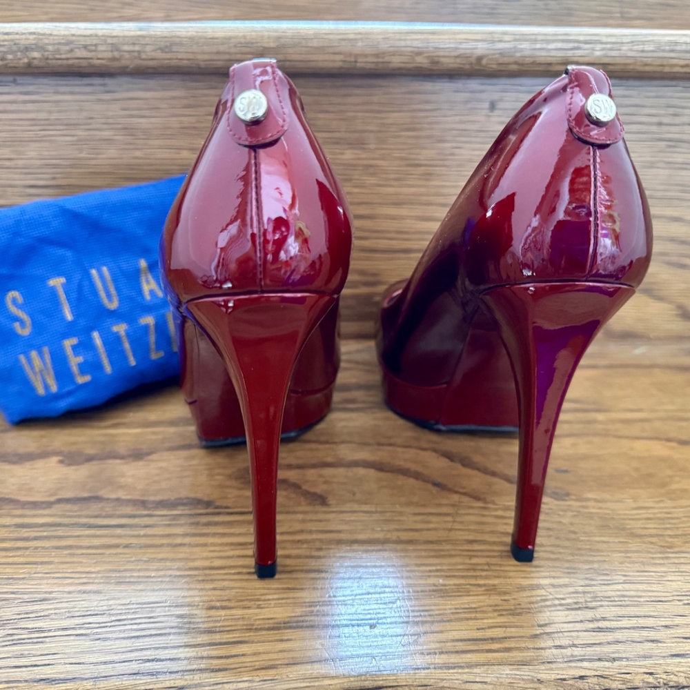 Stuart Weitzman Sierra Platform Pump Burgundy 8.5 - image 3